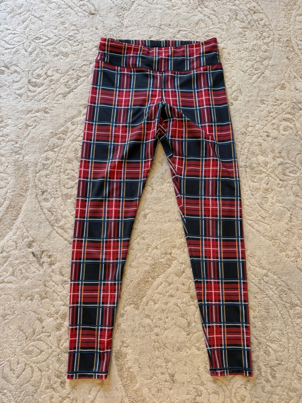 Boston Proper Red and Black Plaid Stretch Leggings
